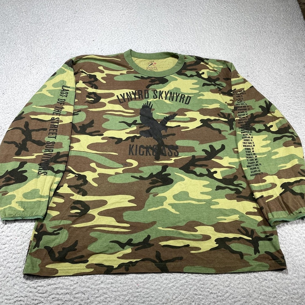 Lynyrd Skynyrd Shirt Mens 2XL Camo Long Sleeve Farewell Tour Rothco Survivors‎